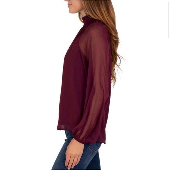 NWT New Joie long sleeve smocked top Blouse Wine Purple burgundy MSRP $278.00 - Picture 2 of 12